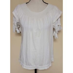 Lilly Pulitzer White Tassel Sleeve Top